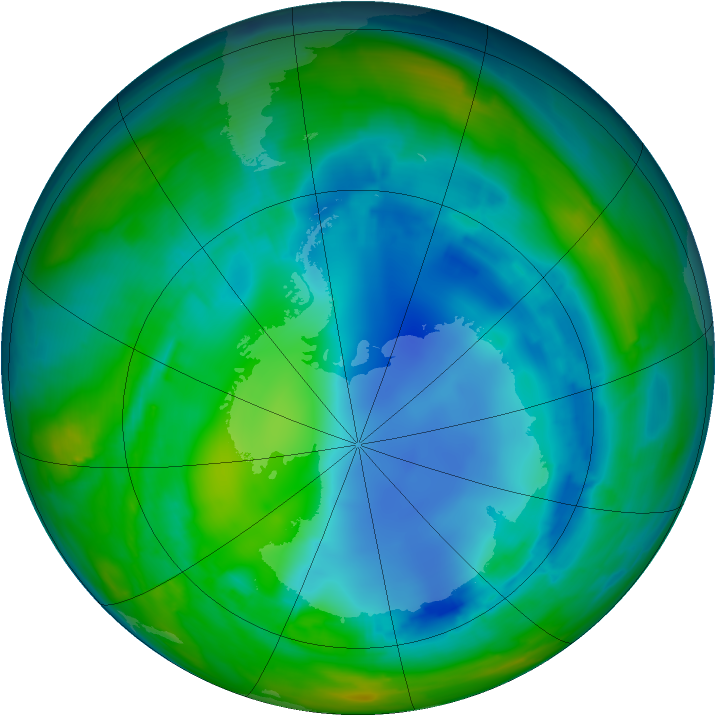 Antarctic ozone map for 08 August 2008